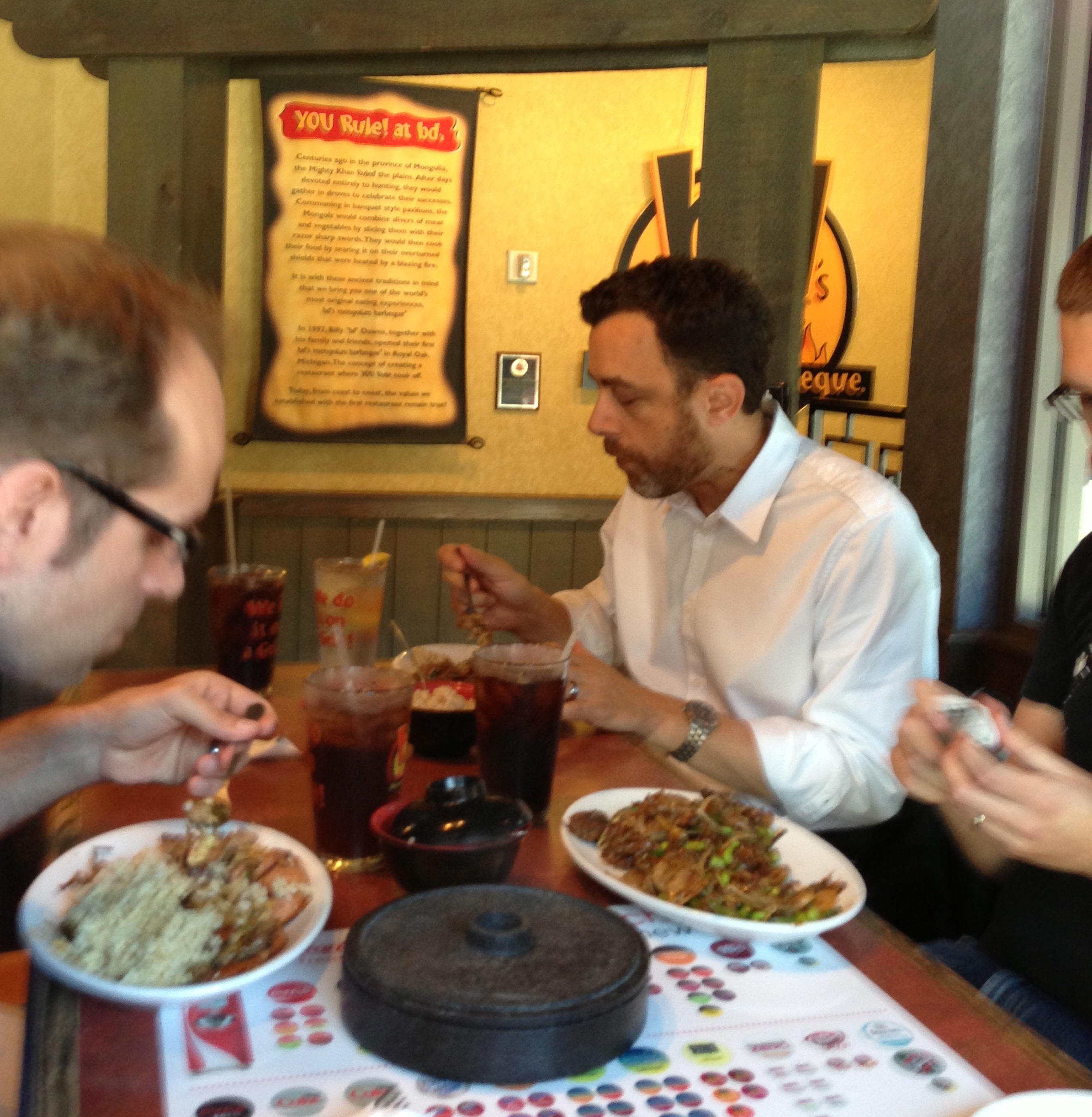 The crew eating at BD's Mongolian
